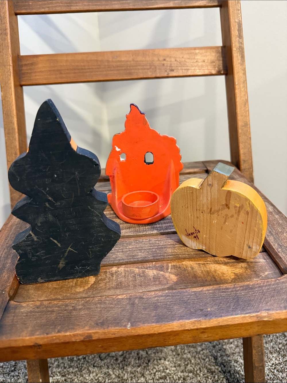 Halloween Decor Bundle Witch Haunted House Pumpkin Vintage Folk Art Style - Picture 2 of 5